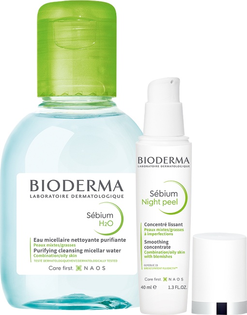 Pachet Mix&amp;Match Bioderma Sébium Noapte Peeling + Bioderma Sébium H2O Apă Micelară - Img 1