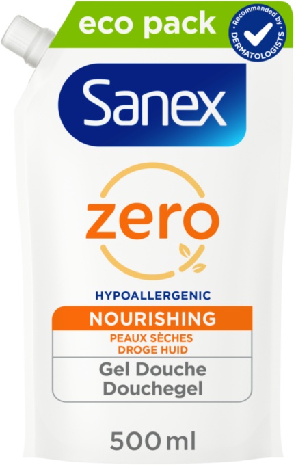 Sanex Zero% Recharge Gel Duș Piele Uscată 500ml - Img 1
