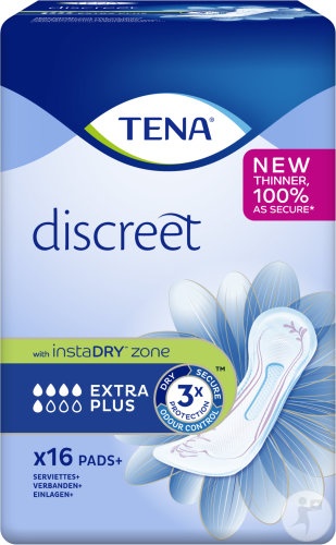 Tena Discreet Extra Plus InstaDry Zone Absorbante Igienice 16 Bucăți - Img 1