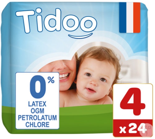 Tidoo Scutece Ecologice Hipoalergenice Mărimea 4 Copii 7-18kg Fabricat Franța 24 Bucăți - Img 1