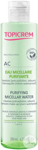 Topicrem AC Apă Micelară Purifiantă Ten Sensibil Mixt Spre Gras Cu Tendință Acneică Flacon 200ml - Img 1