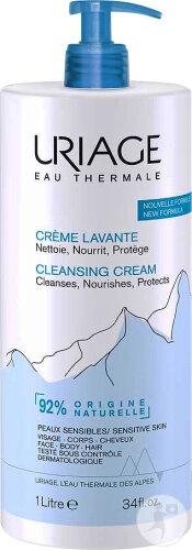 Uriage Eau Thermale Cremă De Curățare Față-Corp-Păr Piele Sensibilă 1l - Img 1