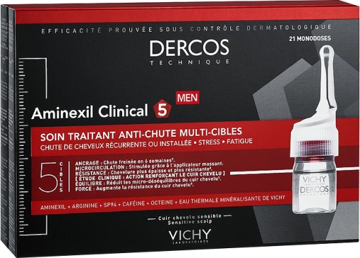 Vichy Dercos Aminexil Clinical 5 Pentru Bărbați 21 Fiole x 6ml - Img 1