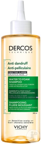 Vichy Dercos Șampon Spumant Antimătreață Pentru Păr Creț 200ml - Img 1