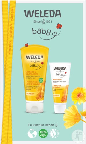 Weleda Bébé Set Calendula Bebeluși Șampon Gel Duș + Cremă Scutec 1 Bucată - Img 1