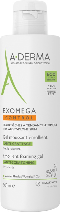 A-Derma Exomega Control Gel Spumant Emolient Anti-Mâncărimi Piele uscată cu tendință atopică 500ml - Img 1