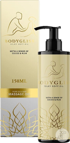 Bodygliss Ulei De Masaj Și Lubrifiant Nucă De Cocos Și Rom Flacon-Pompa 150ml - Img 1
