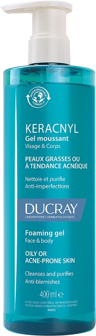 Ducray Keracnyl Gel Spumant De Curățare Pentru Piele Grasă Cu Tendință Acneică 400ml - Img 1