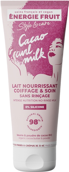 Energie Fruit Lapte Coiffant Nutritiv‑Intens Cacao Fără Clătire Păr Creț Bio Tub 200ml - Img 1
