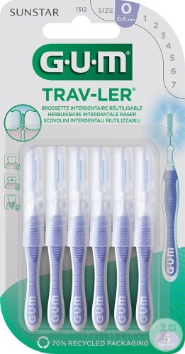 Gum Trav-Ler Periuță Interdentară 0,6 mm 6 Bucăți (1312) - Img 1