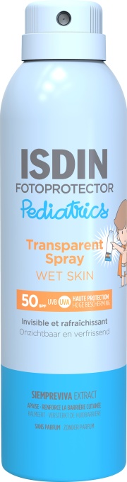 Isdin Fotoprotector Pediatrics Wet Skin IP50 Transparent Spray 250ml - Img 1