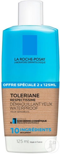 La Roche-Posay Toleriane Respectissime Demachiant Rezistent La Apă Pentru Ochi 2x125ml - Img 1