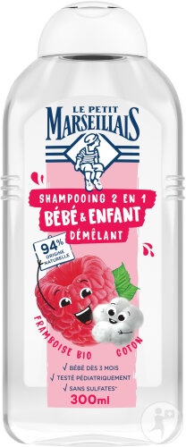 Le Petit Marseillais Șampon 2 În 1 Pentru Copii Zmeură Și Bumbac Bio 300ml - Img 1