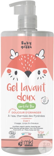 MKL Green Nature Baby Green Gel De Spălare Delicat Bio Flacon Cu Pompiță 1l - Img 1