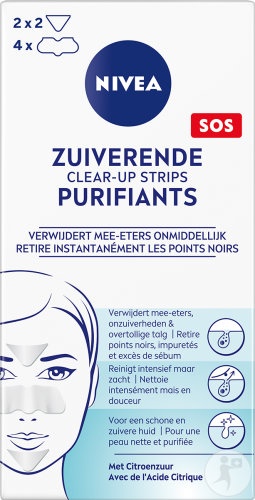 Nivea SOS Clear-Up Strips Plasturi Purificatori Cu Acid Citric Pentru Puncte Negre 6 Bucăți - Img 1