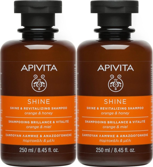 Pachet Apivita Șampon Strălucire Și Revitalizare Flacon 2x250ml - Img 1