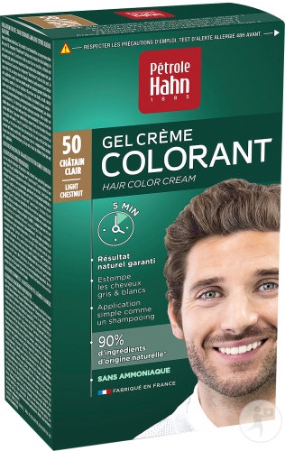 Pétrole Hahn Cremă-Gel Colorant Fără Amoniac Nuanța 50 Castaniu Deschis 1 Kit - Img 1