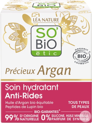 So'Bio Étic Argan Prețios Cremă De Zi Anti-Rid Hidratantă Pentru Toate Tipurile De Ten/Sensibil Bio 50ml - Img 1