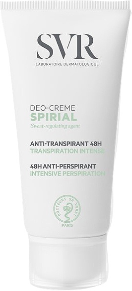 SVR Spirial Deo-Cremă Anti-Transpirant 48h Transpirație Excesivă Corp/Față Piele Sensibilă 50ml - Img 1