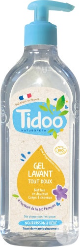 Tidoo Gel De Spălare Foarte Blând Pentru Corp Și Păr Cu Extract De In Nou-Născuți/Bebeluși Bio 495ml - Img 1