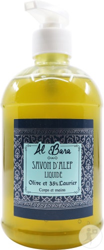 Al Bara Săpun De Alep Lichid 35% Dafin Pentru Față Și Corp Flacon-Pompiță 500ml - Img 1
