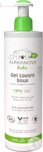 Alphanova Bébé Gel De Curățare 2-In-1 Bio Flacon Cu Pompă 400ml - Img 1