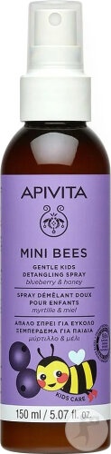Apivita Kids Mini Bees Spray Pentru Descurcarea Parului Cu Afine Și Miere 150ml - Img 1