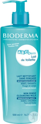 Bioderma Abcderm Lapte De Toaletă Fără Clătire Pentru Bebeluși Și Copii Față Și Corp 500ml - Img 1