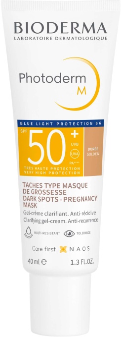 Bioderma Photoderm M Cremă-Gel Clarificatoare Tip Mască Pentru Sarcină SPF50+ Față Nuanță Aurie 40ml - Img 1