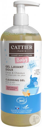 Cattier Gel De Spălare Delicat Pentru Păr Și Corp Bebeluși Bio Flacon Cu Pompiță 500ml - Img 1