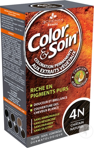 Color &amp; Soin Vopsea Permanentă Cu Extracte Vegetale 4N Castaniu Natural 1 Kit - Img 1