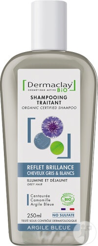 Dermaclay Șampon Bio Pentru Păr Gri Sau Alb Reflexii Lucioase Flacon 250ml - Img 1