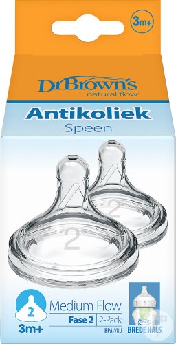 Dr. Brown's Options+ Tetină Faza 2 Pentru Biberon Gât Larg 2 Bucăți - Img 1