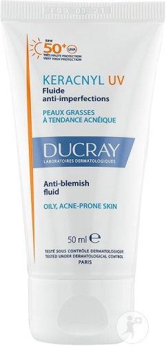 Ducray Keracnyl UV Fluid Anti-Imperfecțiuni SPF50+ Ten Gras Cu Tendință Acneică 50ml - Img 1