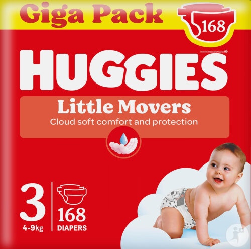 Huggies Little Movers Scutece Mărimea 3 168 Bucăți - Img 1