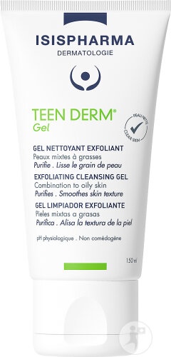 Isispharma Teen Derm Gel Exfoliant Curățare Piele Mixtă Spre Grasa 150ml - Img 1