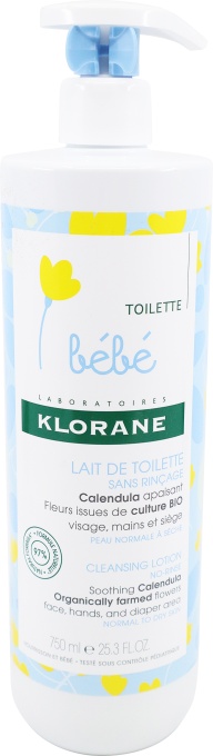 Klorane Bébé Lapte De Curățare Față Mâini Zona Scutecului 750ml - Img 1