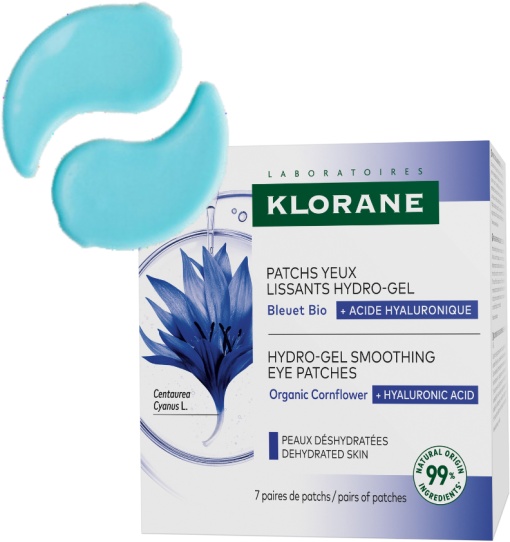 Klorane Patchs Hidro-Gel Netezirea Ochilor Cu Flori de Albăstrea Bio Și Acid Hialuronic 14 Bucăți - Img 1