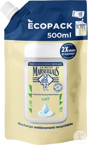 Le Petit Marseillais Reumplere Cremă De Duș Extra Delicată Cu Lapte 500ml - Img 1