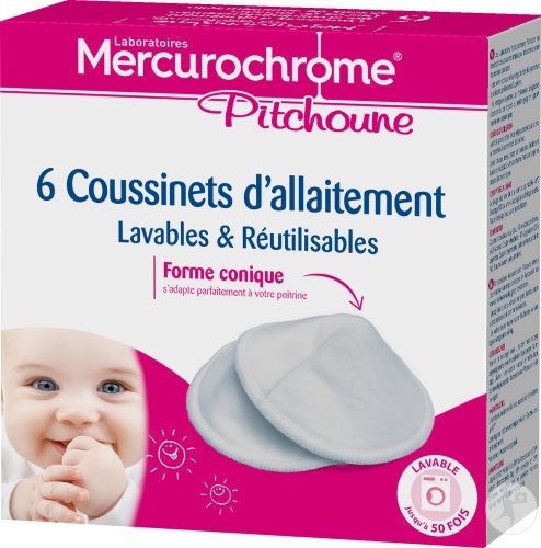 Mercurochrome Dischete De Alăptare Reutilizabile 6 Bucăți - Img 1