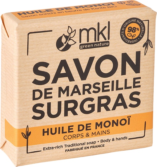 MKL Green Nature Săpun Solid Marseille Rehidratant Cu Ulei De Monoï Bio 100g - Img 1