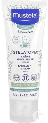 Mustela Bébé-Enfant Stelatopia Cremă Emolientă Pentru Față Piele Cu Tendință Atopică Bebeluși-Copii Tub 40ml - Img 1