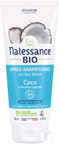 Natessance Bio Balsam De Păr Extra-Delicat Cu Cocos Bio Și Cheratină Vegetală 200ml - Img 1