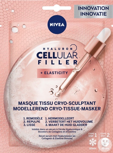 Nivea Mască Șervețel Cryo-Sculpting Acid Hialuronic Elasticitate 1 Bucată - Img 1
