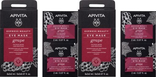 Pachet Apivita Express Beauty Mască Antirid Pentru Ochi Cu Extract De Strugure 4x2ml - Img 1