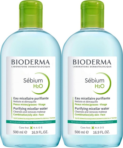 Pachet Bioderma Sébium H2O Apă Micelară Demachiantă Piele Mixtă/Grasă 2x500ml - Img 1