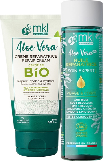Pachet Mix&amp;Match MKL Green Nature Ulei De Corp Reparator Expert + Aloe Vera Cremă Reparatoare 3în1 Bio - Img 1