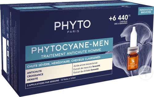 Phyto Phytocyane-Men Fiole Împotriva Căderii Progresive A Părului Bărbații 12x3,5ml - Img 1