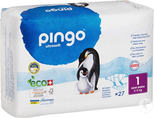Pingo Scutece Ecologice De Unică Folosință Mărimea 1 Nou-Născut 27 Bucăți - Img 1