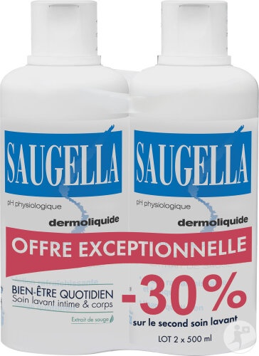 Saugella Dermoliquide Îngrijire De Igienă Intimă Zilnică Pentru Femei Adulte 2x500ml - Img 1